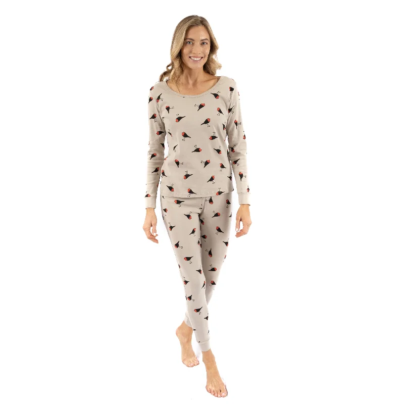 Womens Two Piece Cotton Pajamas Birds